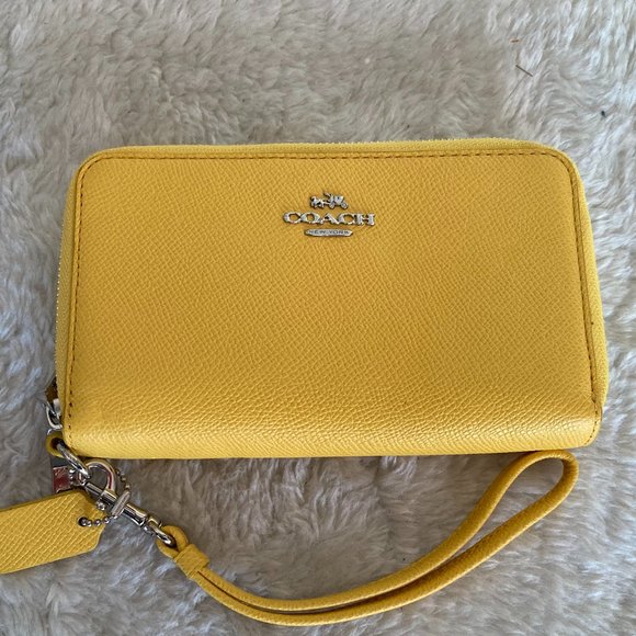 Yellow Coach wristlet wallet